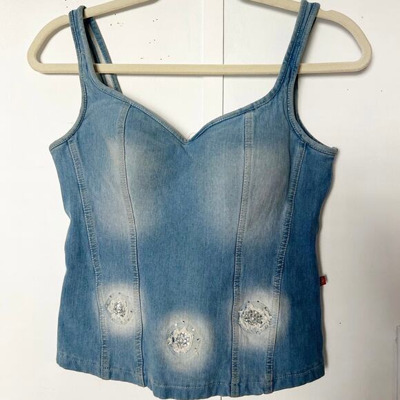 Blue Denim Sleeveless Top - Picture 3 of 5